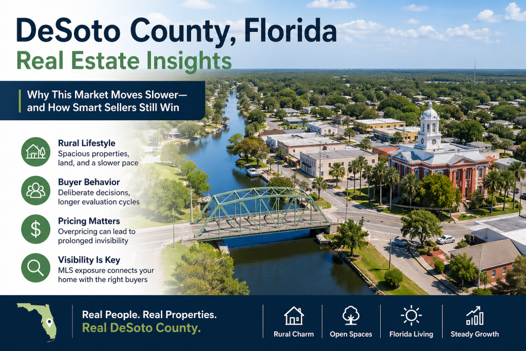 DeSoto County Florida real estate with Arcadia homes rural housing market and open land properties