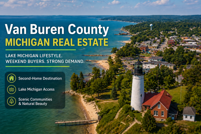 Van Buren County Michigan real estate with Lake Michigan shoreline vacation homes and coastal properties