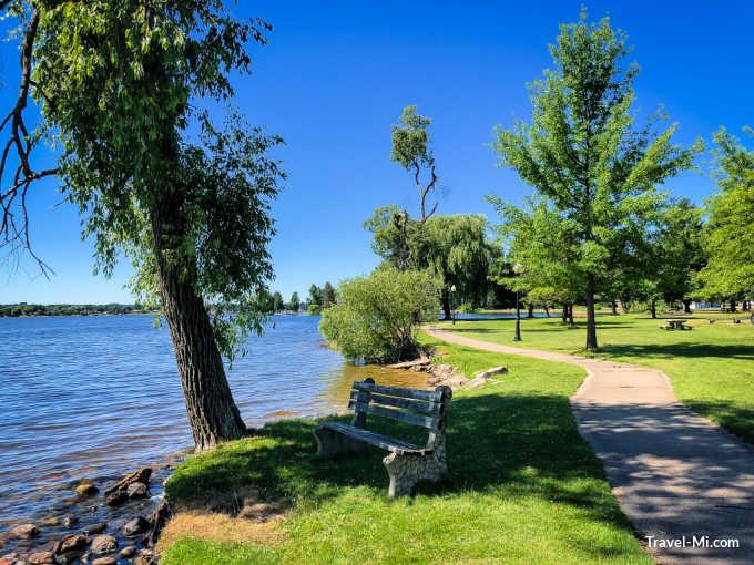 Downtown Greenville in Montcalm County Michigan showing local shops, parks, walkable streets, and community amenities that support everyday living.